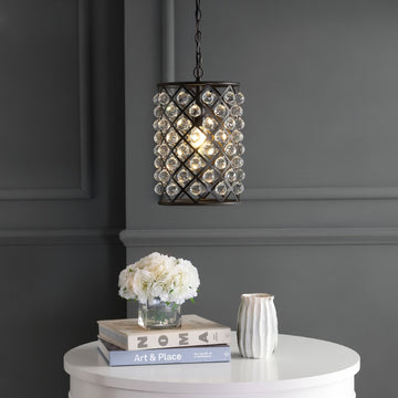 Gabrielle Crystal/Metal LED Pendant - JONATHAN Y